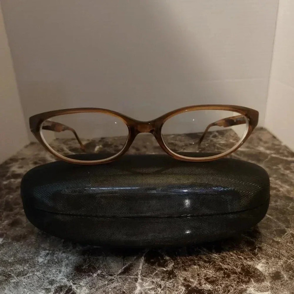 Byblos | Narrow Cat Eye Light Brown Frames with  Prescription Lenses - Picture 1 of 14